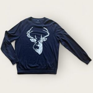 GUC Nordstrom 1901 Men's Navy Crewneck Sweater with Deer Sz. L